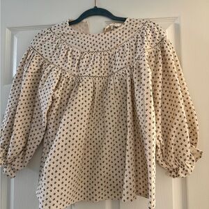 Dahl Primrose Floral Quilted Cream Blouse
